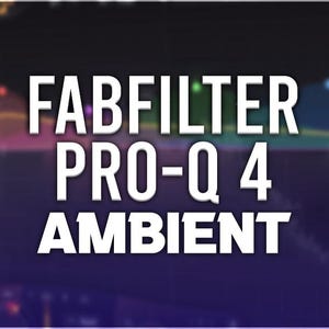 Peut inclure: Un graphique de texte blanc sur un fond violet flou. Le texte indique "FABFILTER PRO-Q 4 AMBIENT".
