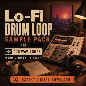 Paquete de loops de batería de hip hop lo-fi, 100 muestras WAV, loops de batería para ritmos