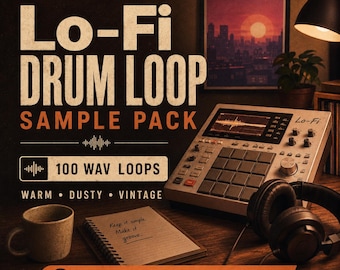 ローファイ・ヒップホップ・ドラムループパック、WAVサンプル100個、ビート用ドラムループ
