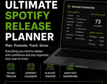 Spotify Release Planner | Music Marketing Template, Release Rollout Calendar For Artists
