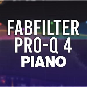 Può includere: Una grafica di testo bianco su uno sfondo viola che recita "FABFILTER PRO-Q 4 PIANO".