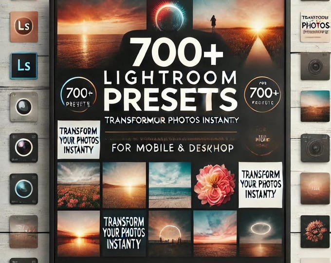 700+ Film Lightroom Presets: Retro Vintage Photo Effects (Instant Download)