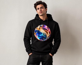 Iridescent Glass Orb Hoodie | Abstract Art Hoodie, Unisex Streetwear Pullover, Futuristic Graphic Hoodie