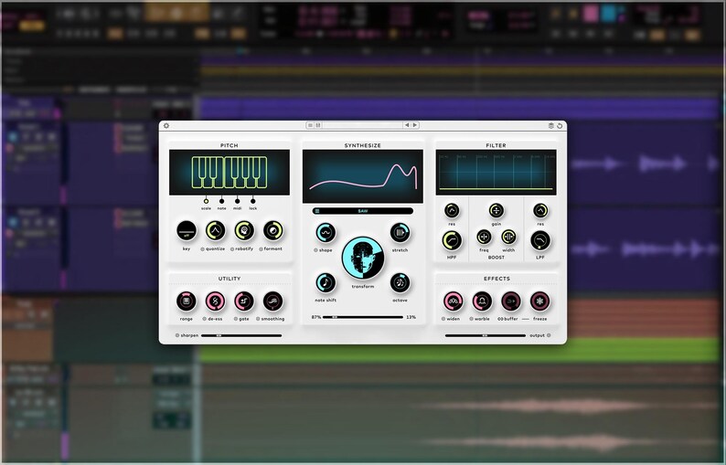 Baby Audio Humanoid is a vocal transformation plugin designed for extreme hard-tuning and radical voice manipulation. It features an FFT-based pitch engine for robotic tuning, a wavetable synth with 64 factory wavetables (plus user import), and a Transform knob to blend tuning and synthesis. Additional tools include filters, warble, widen, and freeze effects, as well as MIDI and automation control for harmonies. Compatible with macOS and Windows, supporting VST, AU, and AAX formats