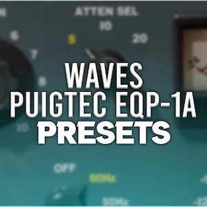 Pode incluir: Close-up de uma mesa de mistura de áudio azul-esverdeada com o texto "WAVES PUIGTEC EQP-1A PRESETS" em branco. A mesa tem vários botões e um medidor.