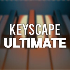 May include: A blurry image of a piano keyboard with the text "KEYSCAPE ULTIMATE" in white letters on a black background.