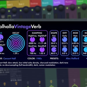 Valhalla VintageVerb is a powerful reverb plugin designed to deliver lush, atmospheric sound inspired by vintage digital hardware from the 1970s and 1980s. With 18 high-quality reverb algorithms including plate, room, hall, chamber, and nonlinear modes, it offers deep control over decay, modulation, tone shaping, and diffusion. Ideal for music production, mixing, and sound design, it enhances vocals, drums, synths, and more. Perfect for achieving retro or modern ambience