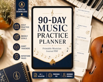 90-Day Music Practice Planner PDF: Printable Musician Journal