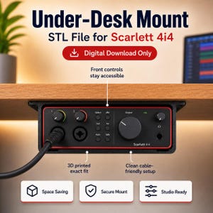 Focusrite Scarlett 4i4 4th Generation Under-Desk Mount 3D STL Datei | Schnittstellenhalter