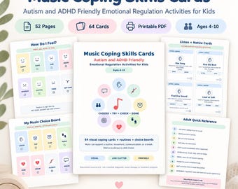 Music Coping Skills Cards for Kids | Autism and ADHD-Friendly - Emotional Regulation Activities