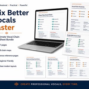 Vocal Chain Cheat Sheet Bundle | Pop, Rap, R&B, EDM, Podcast Vocal Mixing Guide PDF