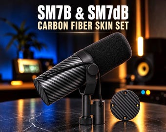 Carbon Fiber SM7B & SM7dB Microphone Skin Set | Textured Removable Vinyl Wrap + Matching Bottom Plate