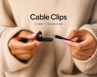 12-Pack Cable Management Clips | Screw-Mount Cord Organizer for Under Desk, Wall, Home, Gaming & Studio