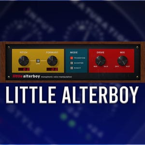 May include: A vintage-style plugin interface with knobs and sliders for a voice manipulation effect called "Little Alterboy". The interface has labels for "Pitch", "Formant", "Mode", "Drive", and "Mix".