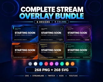 Complete Stream Overlay Package | OBS, Streamlabs, Twitch, Kick, YouTube | Panels & Alerts