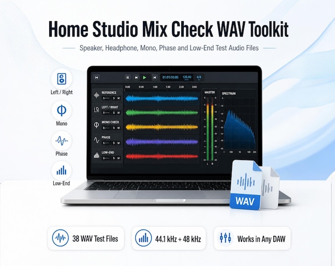 Home Studio Mix Check WAV Toolkit | Speaker, Headphone, Phase, Mono Test Files