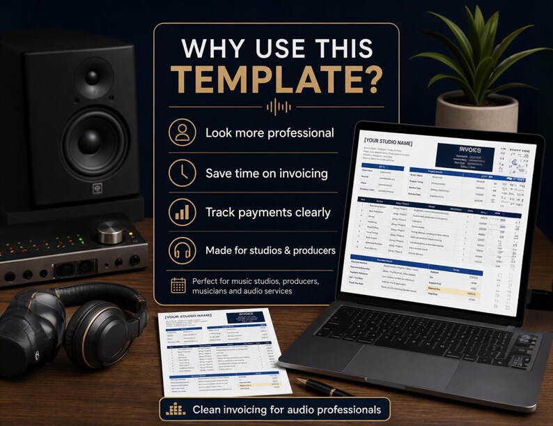 Music Producer Invoice Template | Editable Studio Invoice for Recording ...