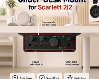 Focusrite Scarlett 2i2 4th Generation Under-Desk Mount for Audio Interface | Studio Desk Organizer