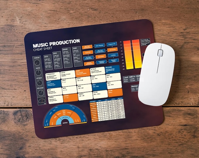 Music Producer Mousepad | Mixing Mastering Cheat Sheet, EQ Compression Studio Desk Mat