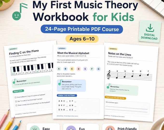 Music Theory for Kids | Printable Workbook, Beginner Lessons & Worksheets - PDF Download