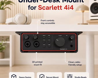 Focusrite Scarlett 4i4 4th Generation Under-Desk Mount for Audio Interface | Studio Desk Organizer