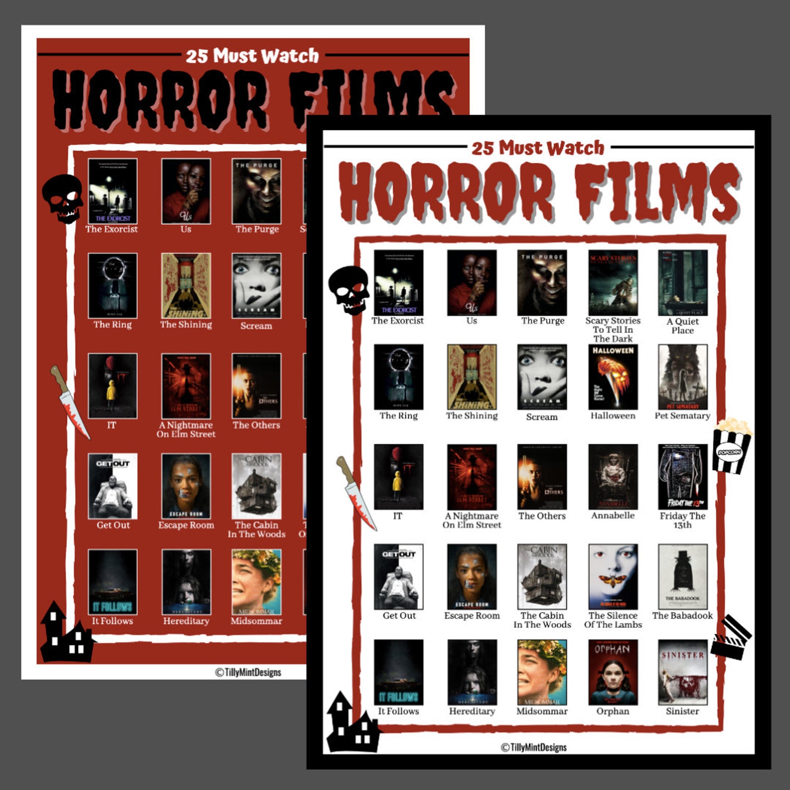 Scratch Poster Horror Films A4 Personalised Etsy
