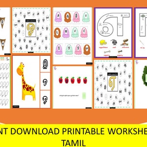 tamil digital printable worksheets for kids number names etsy hong kong