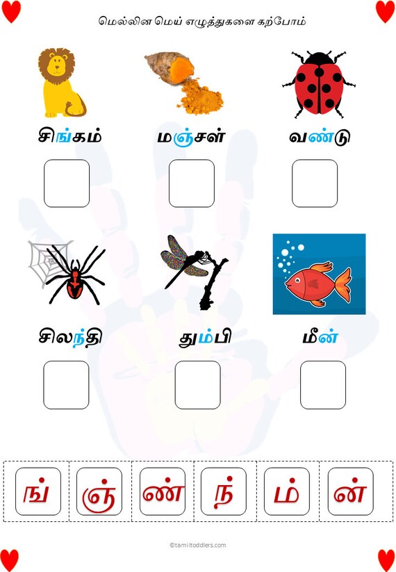 tamil alphabets digital printable worksheets for kids tamil etsy