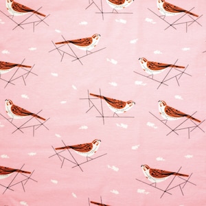 Birch Fabrics GOTS certified Organic Cotton,Interlock knit,Charley Harper Song Sparrow