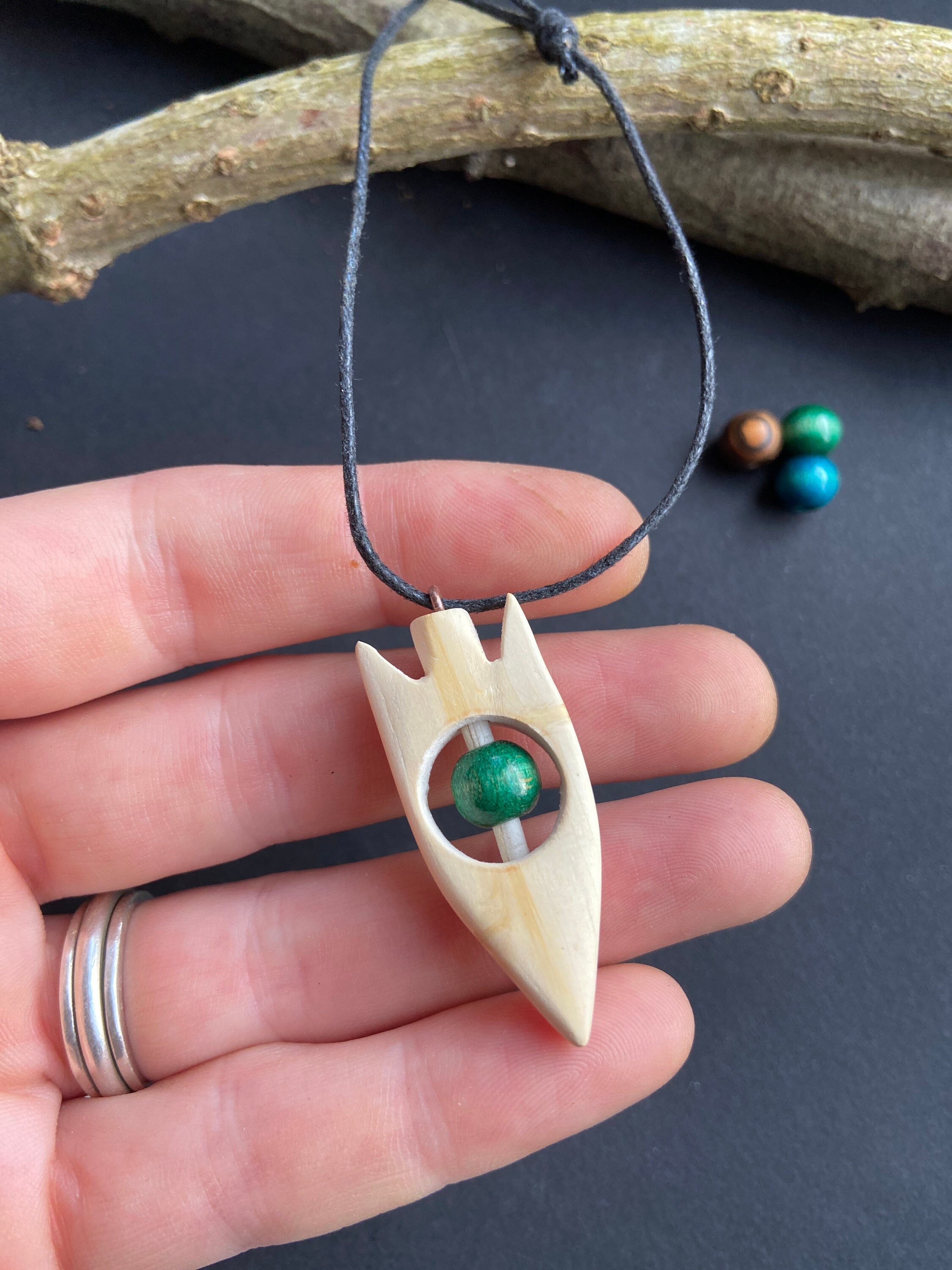 Hand carved pendant spinning bead pendant fidget necklace Etsy