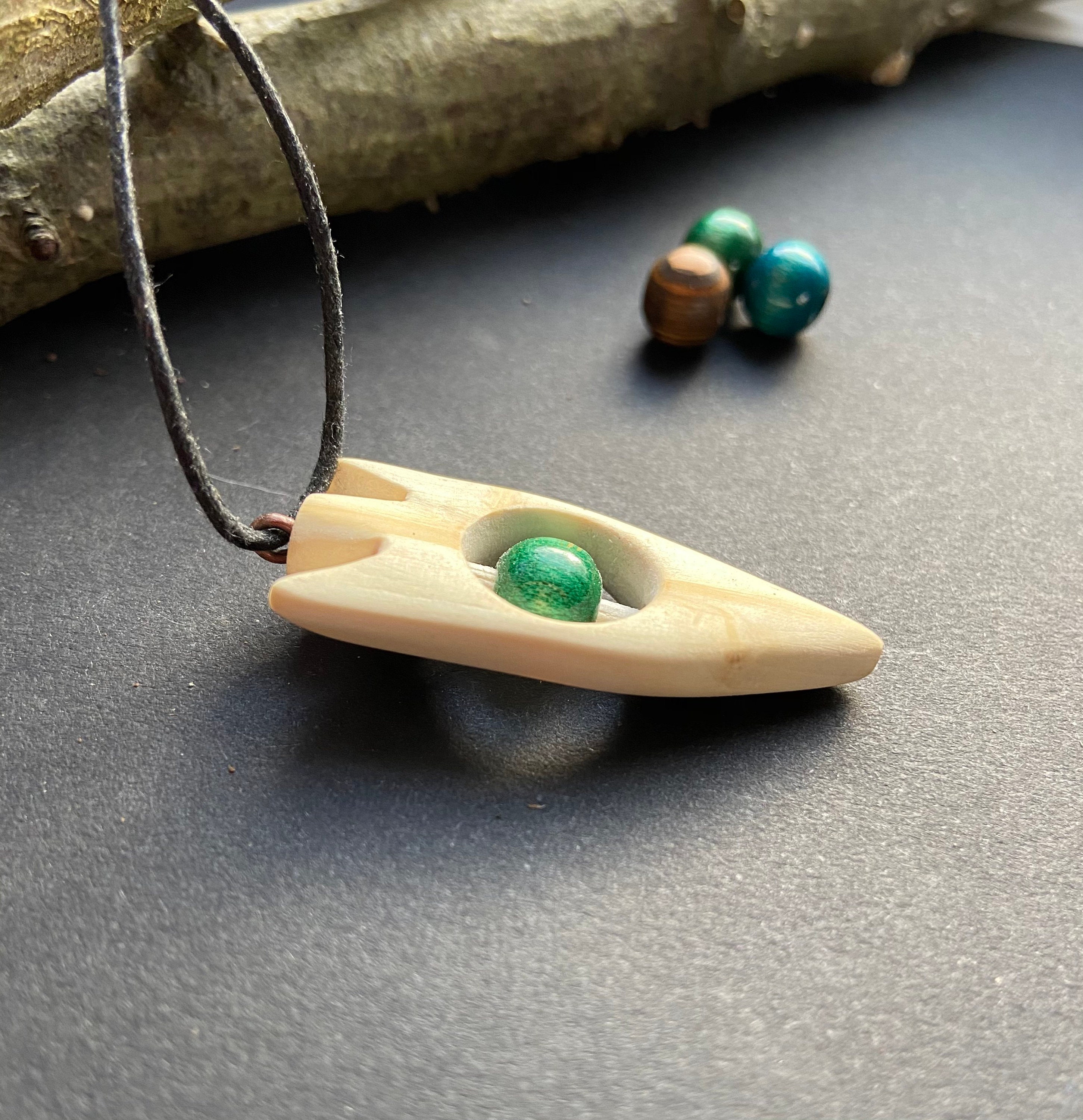 Hand carved pendant spinning bead pendant fidget necklace Etsy