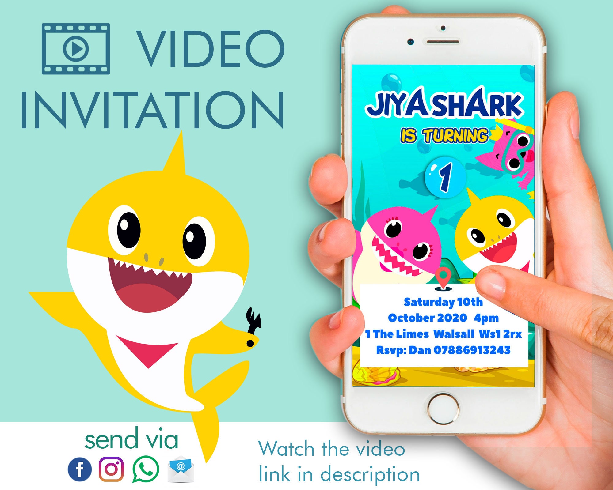 Baby Shark Birthday Video Invitation