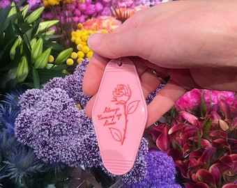 Immer kommende Rosen Retro-Motel Schlüsselanhänger / Schlüsselanhänger