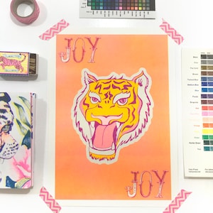 Tiger Joy A4 Riso/Risograph Illustration Print