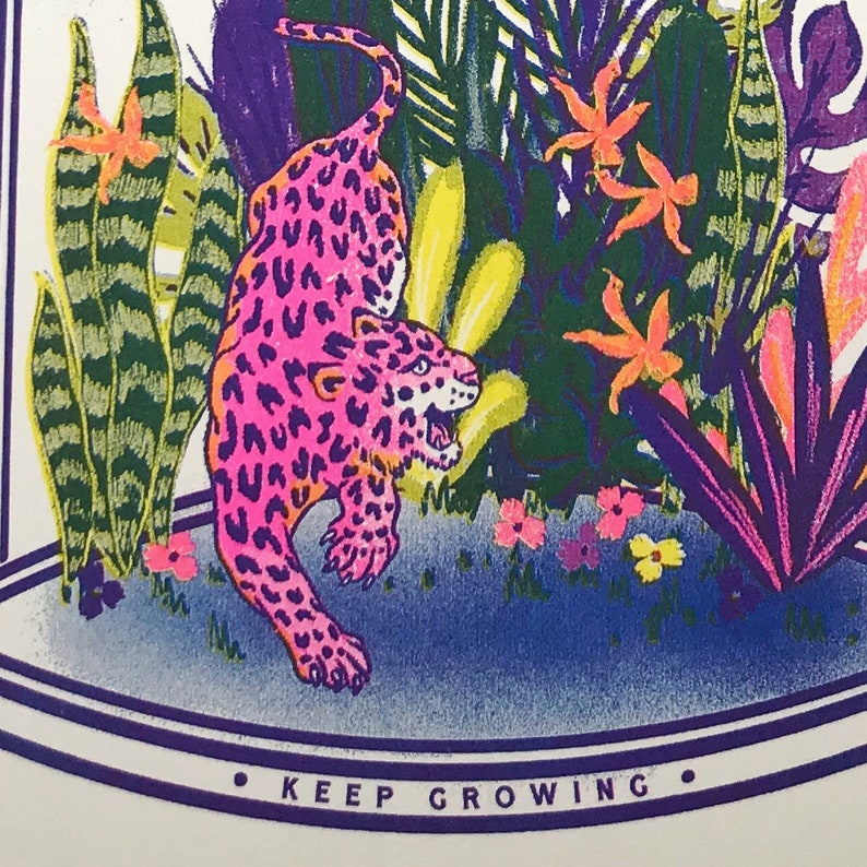 Keep Growing Riso / Risograph A3 3 Colour Print image 6