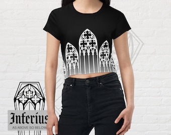 Camiseta cropped com estampa catedral
