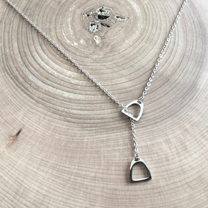 Stainless steel stirrup love horses necklace
