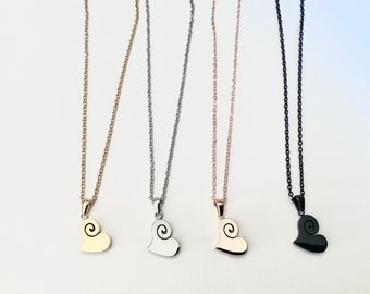 Collier coeur en acier inoxydable