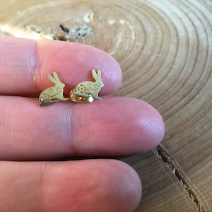 Rabbit earrings in gold or silver stainless steel