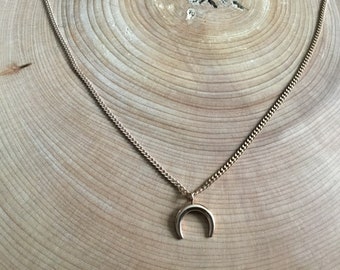 Collier simple rang avec lune en inox