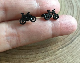 Boucles d’oreilles en inox noire vélo