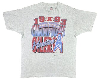 Vintage Fruit of the Loom 1993 AFC Central Division Champions Houston Oilers Tee Size XL NFL Football Playoff Bound 90’s Sports