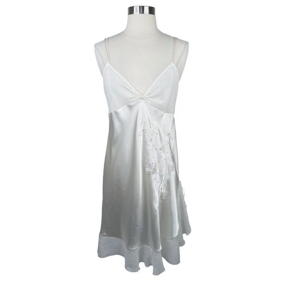 Vintage 90s Presence Satin Nightgown Size 12 EU 40 Floral Embroidered Adjustable Straps Y2K Slip Dress 1990s Retro Lingerie Silky V neck Etsy UK