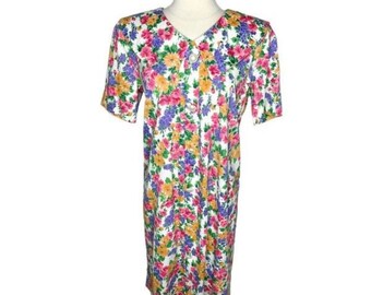 Vintage 80’s Champagne West Floral Cottagecore Dress Size 10 Grandmacore Midi Faux Pearls Puritan Collar Mumu