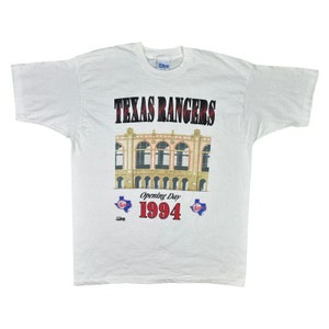 Vintage Salem Sportswear Texas Rangers 1994 Opening Day Crew Neck Promo Tee Size XL MLB Baseball Sports Nolan Ryan 1990’s Single Stitch SS