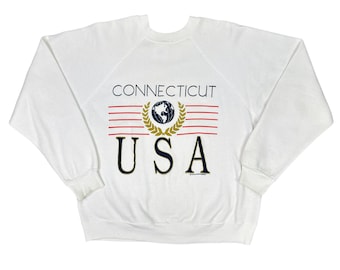 Vintage Tultex 1991 Paradies Collection Connecticut USA Crew Neck Sweatshirt Size Medium Preppy 90s Casual Loungewear Unisex