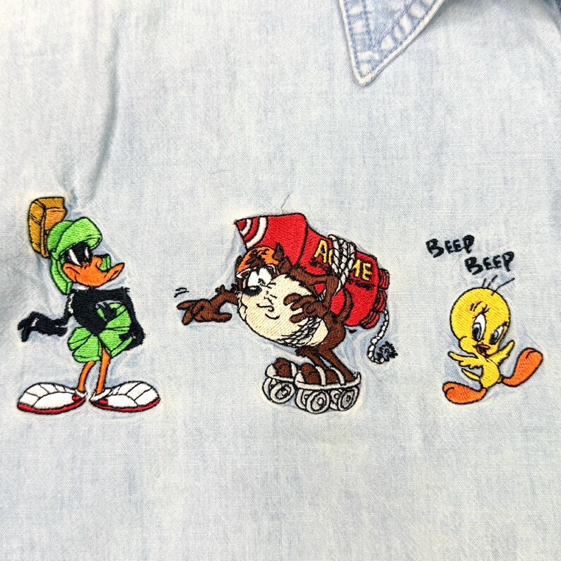 Vintage 1998 Warner Bros. Studio Store Looney Tunes Embroidered Denim ...