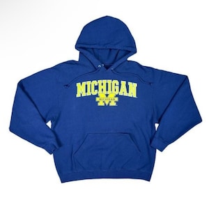 Vintage Jerzees University of Michigan Pullover Hoodie Size Large Wolverines College Pullover Sports Fratty 1990s Y2K Early 2000s
