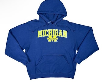 Vintage Jerzees University of Michigan Pullover Hoodie Size Large Wolverines College Pullover Sports Fratty 1990s Y2K Early 2000s