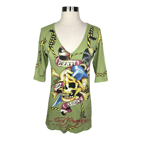 Vintage Y2K Ed Hardy by Christian Audigier Death or Glory Top Size Medium Blouse 3/4 Length Sleeves Tunic Retro Lime Green Tattoo Skull - Etsy Vintage Y2K Ed Hardy by Christian Audigier Death or Glory Top Size Medium Blouse 3/4 Length Sleeves Tunic Retro Lime Green Tattoo Skull - Etsy